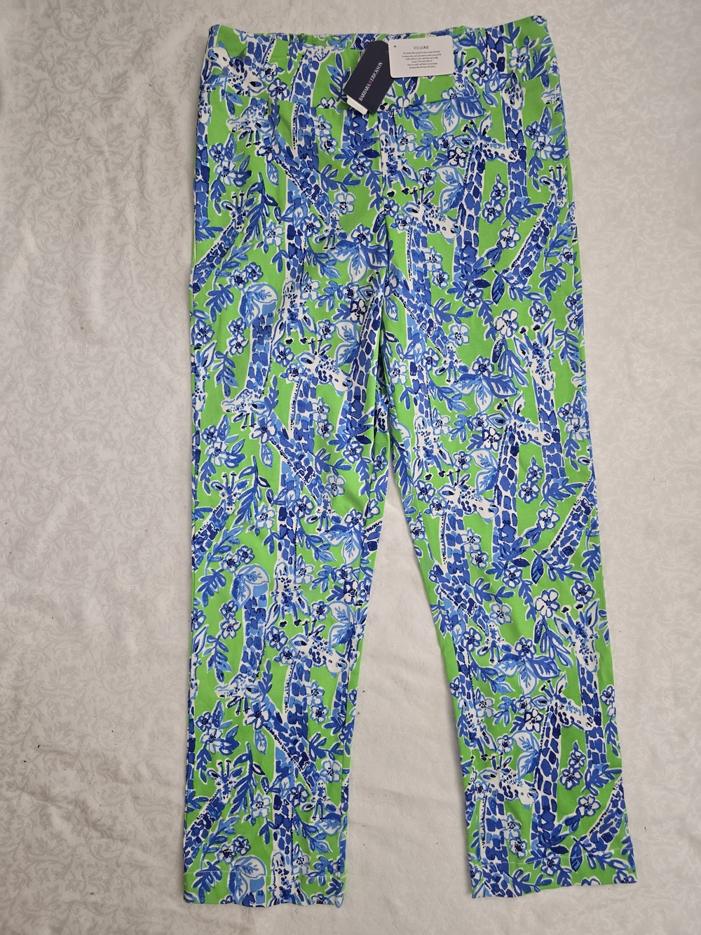 NWT BARBARA ERICKSON Women XL 12 Multi Giraffe Print Pull On Stretch Ankle Pants